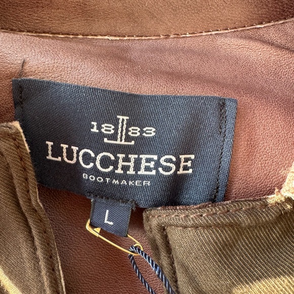 NWT Lucchese Chocolate Leather and Denim Jacket with Lace-Up Detail - Picture 6 of 6